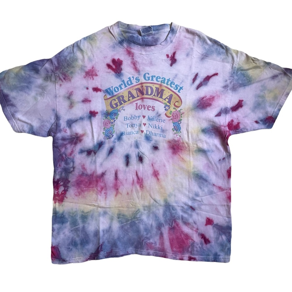Vintage 1994 floral worlds greatest Grandma tie dye tee - Picture 1 of 15